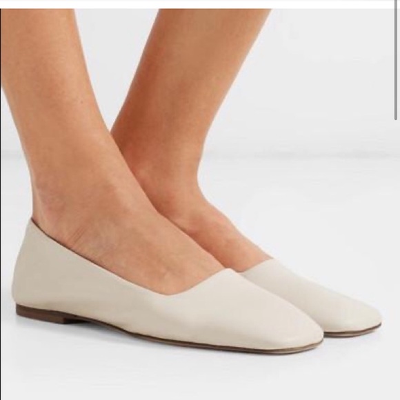 AEYDA Ida Cream Italian Lambskin Leather Ballet Flats Ballerina Square Toe - Picture 5 of 13